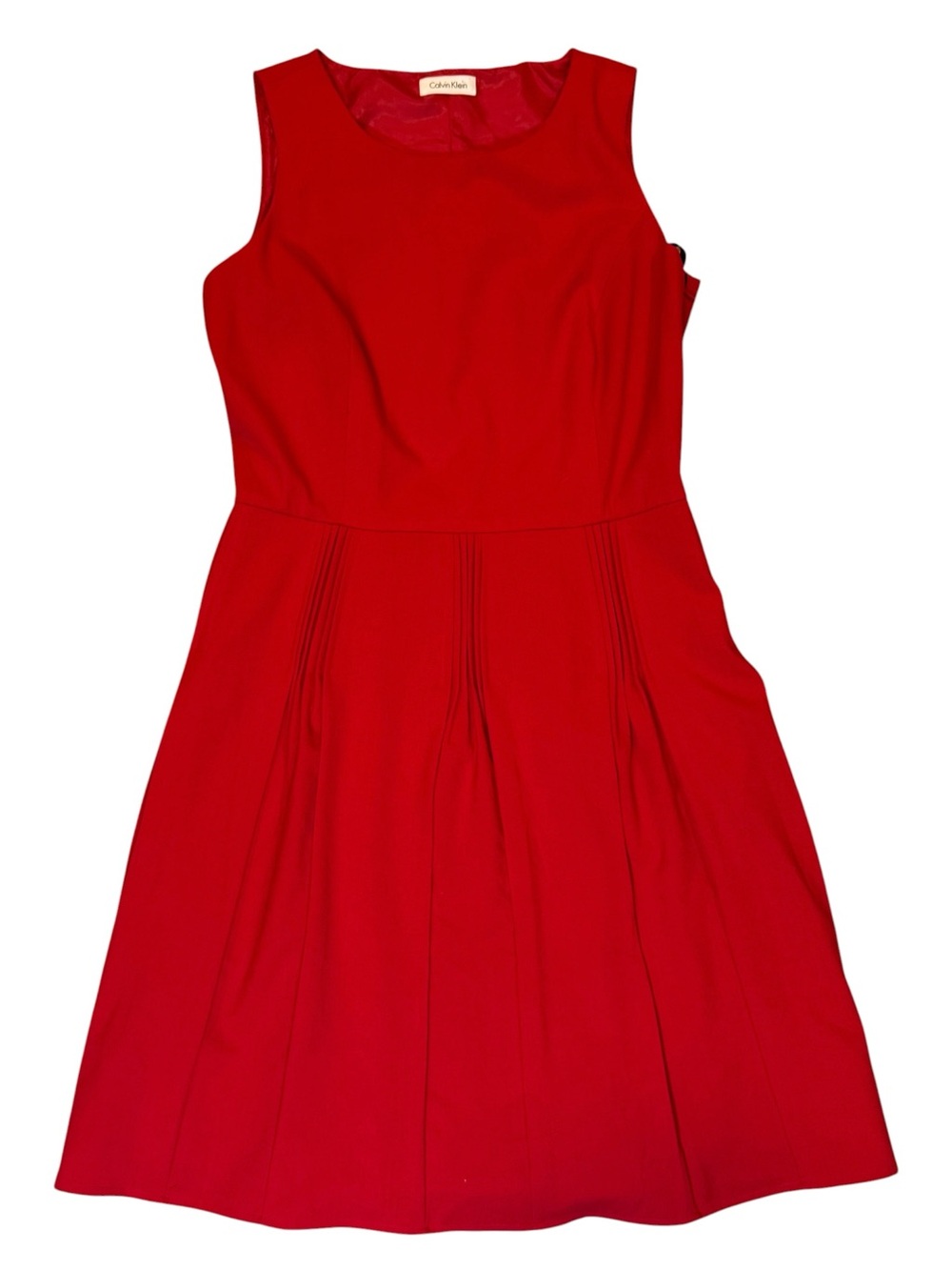 Calvin Klein Red Sleeveless Fit & Flare Dress